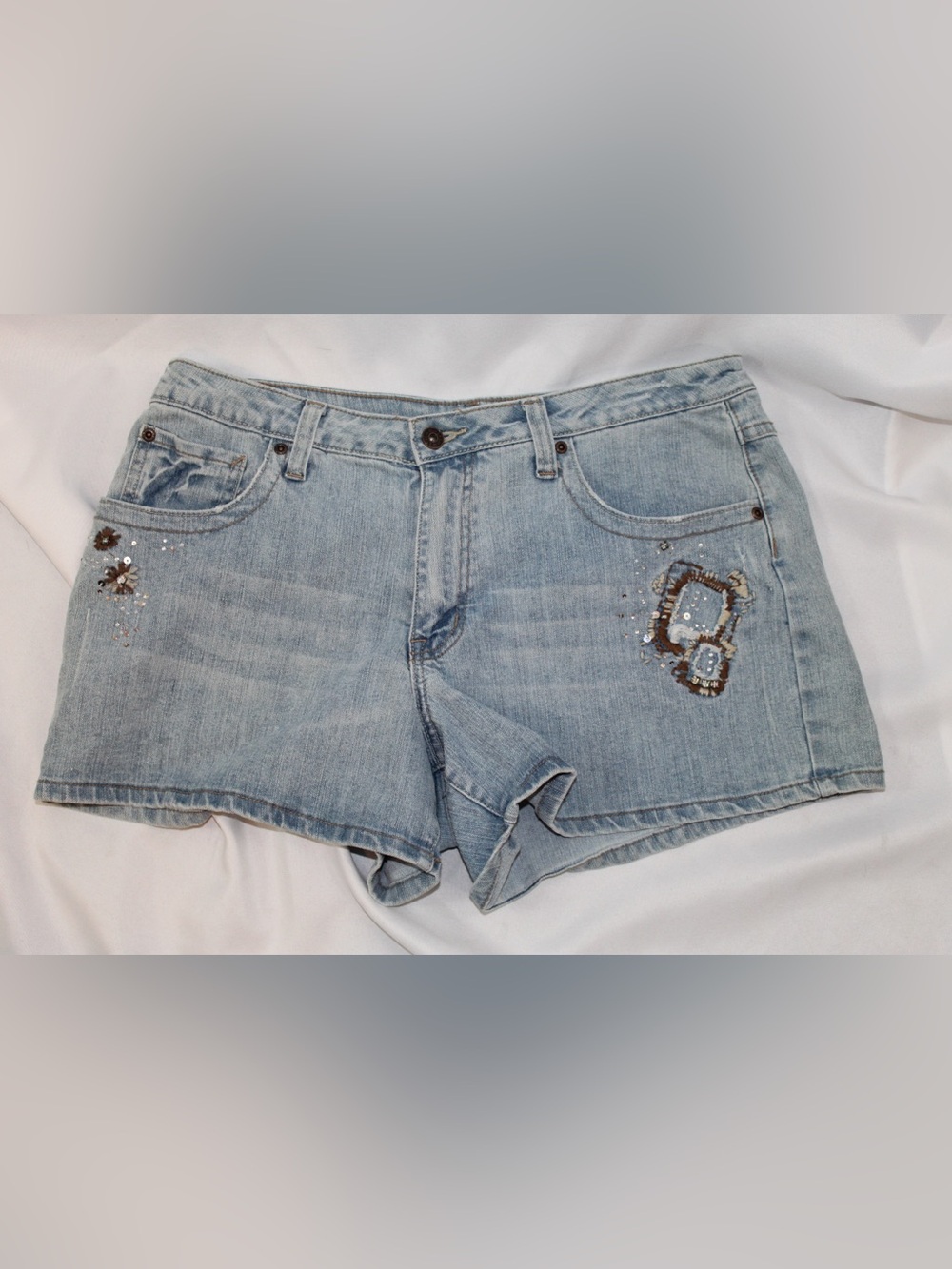 LA BLUES 80s Retro Vintage  Denim Mom jean Shorts Size 14 Embroidered